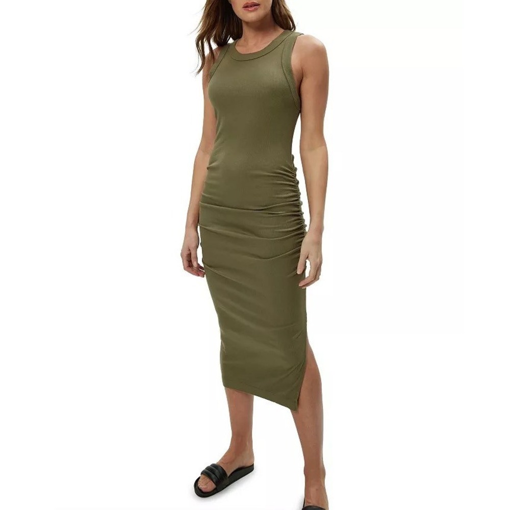 Sleeveless Olive Tank Midi Dress